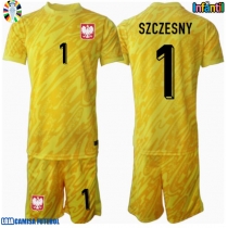 Camisa de Futebol Polónia Wojciech Szczesny #1 Goleiro Equipamento Principal Infantil Europeu 2024 Manga Curta (+ Calças curtas)